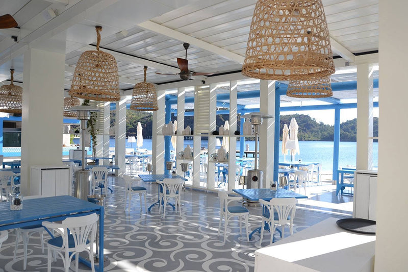 Wooden pergola and outdoor furniture, boutique hotel, Bodrum