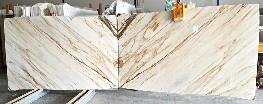 Calacatta Gold marble slabs shipped to Los Angeles for kitchen countertops