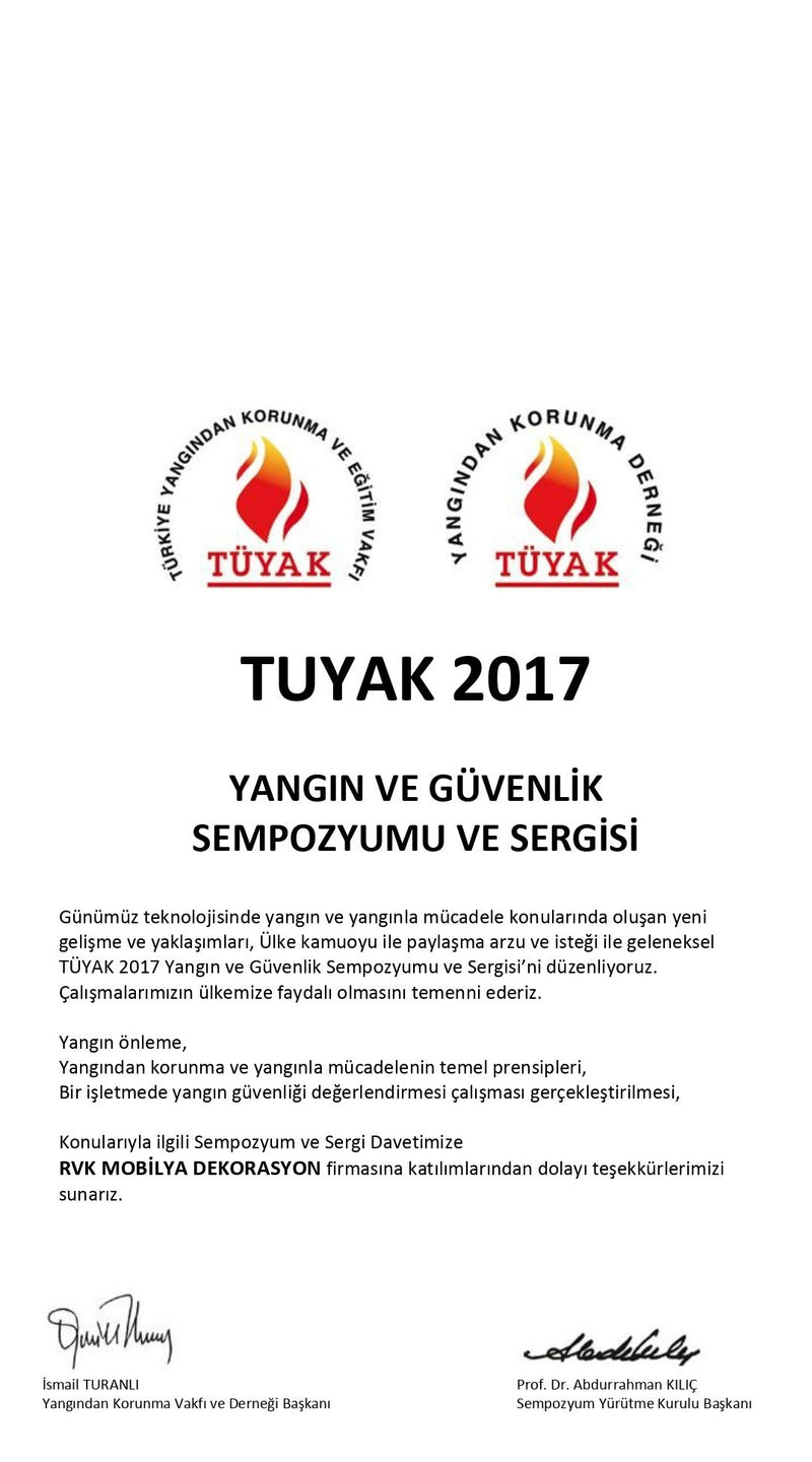 TUYAK 2017 fire safety symposium certificate